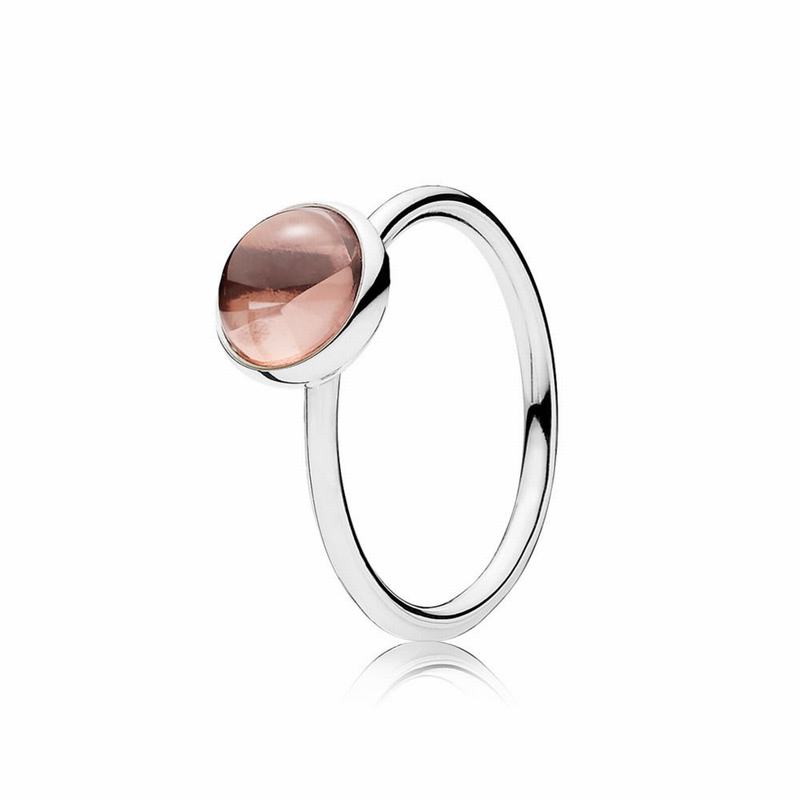 Pandora Poetic Droplet Statement Ring - Sterling Silver/Pink/Crystal - Canada | JN5463KP